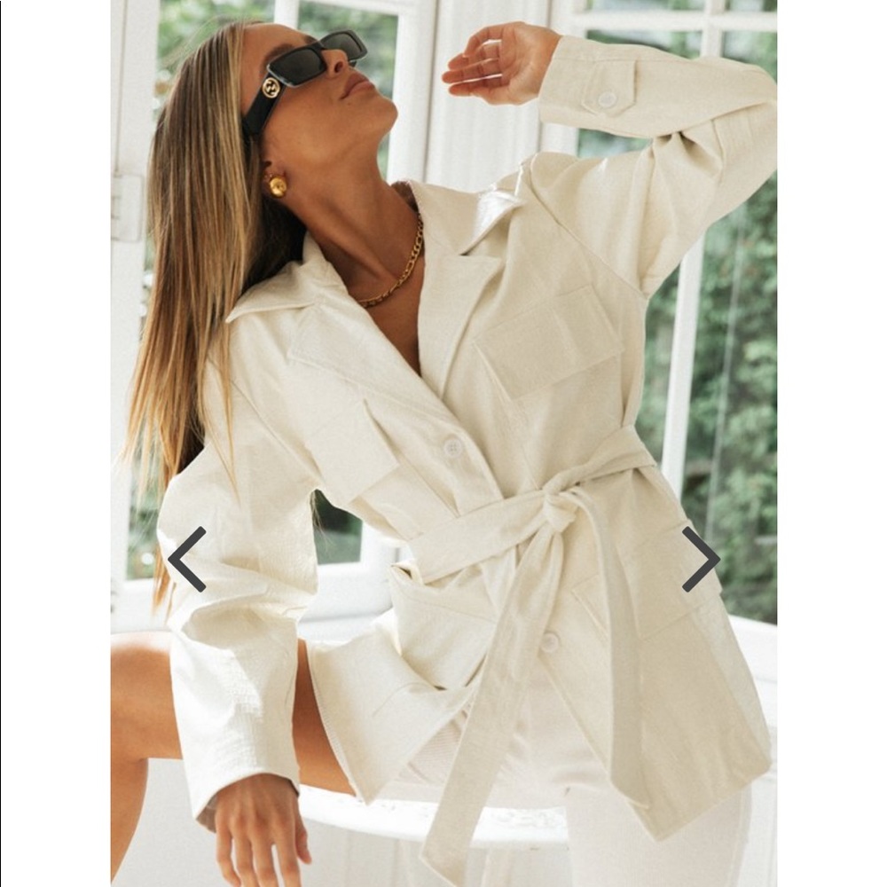 Lioness White Crocodile Print Tie Front Jacket
